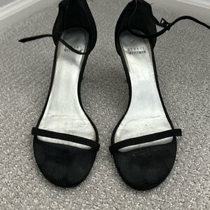 Stuart weitzman black strappy small heel